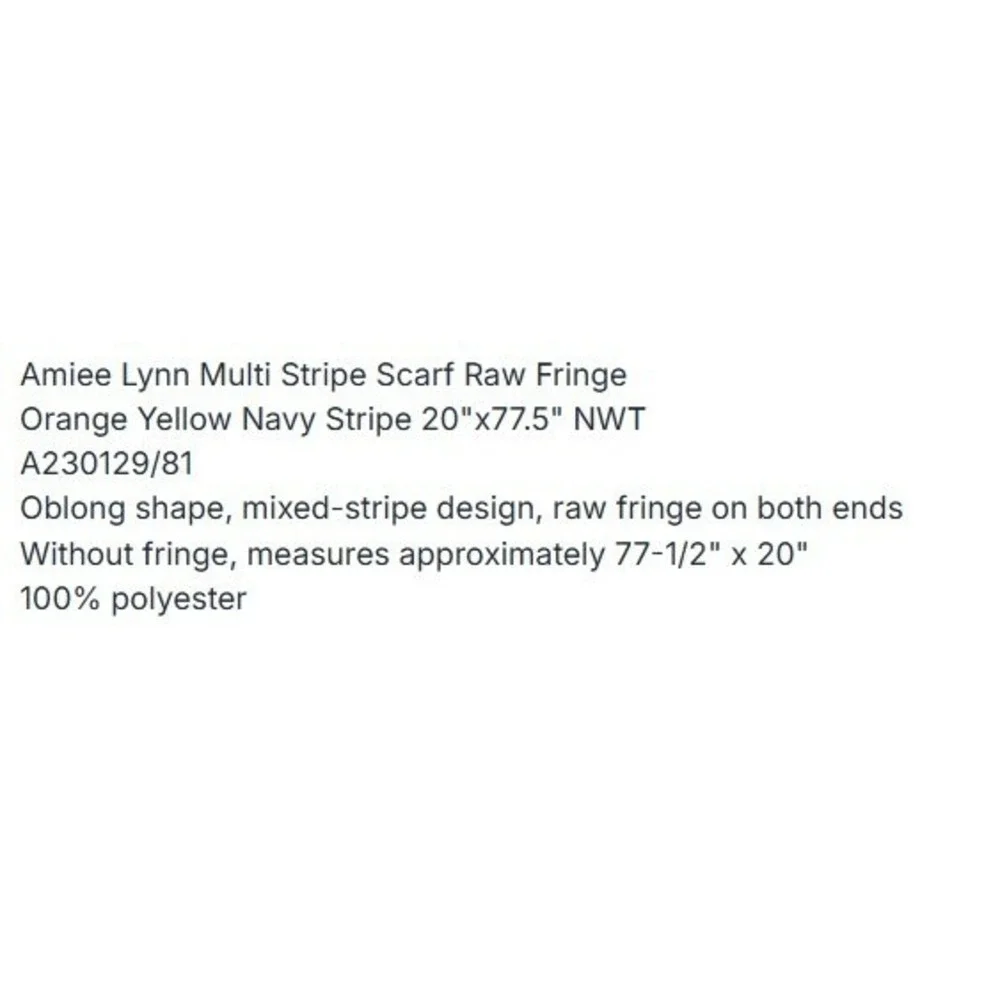 Amiee Lynn Multi‎ Stripe Scarf Blue Navy Lime Green White Raw Fringe A230129/81